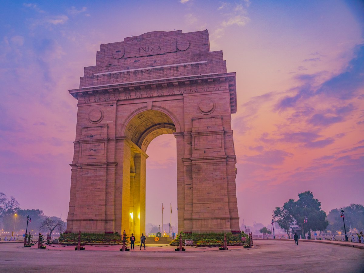 India Gate in New Delhi at sunset