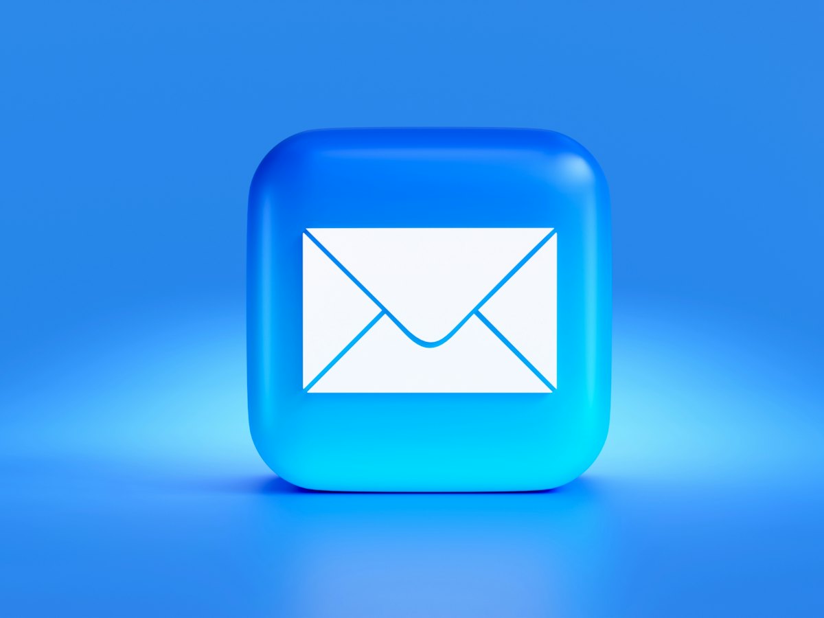 Email envelope icon on a blue background