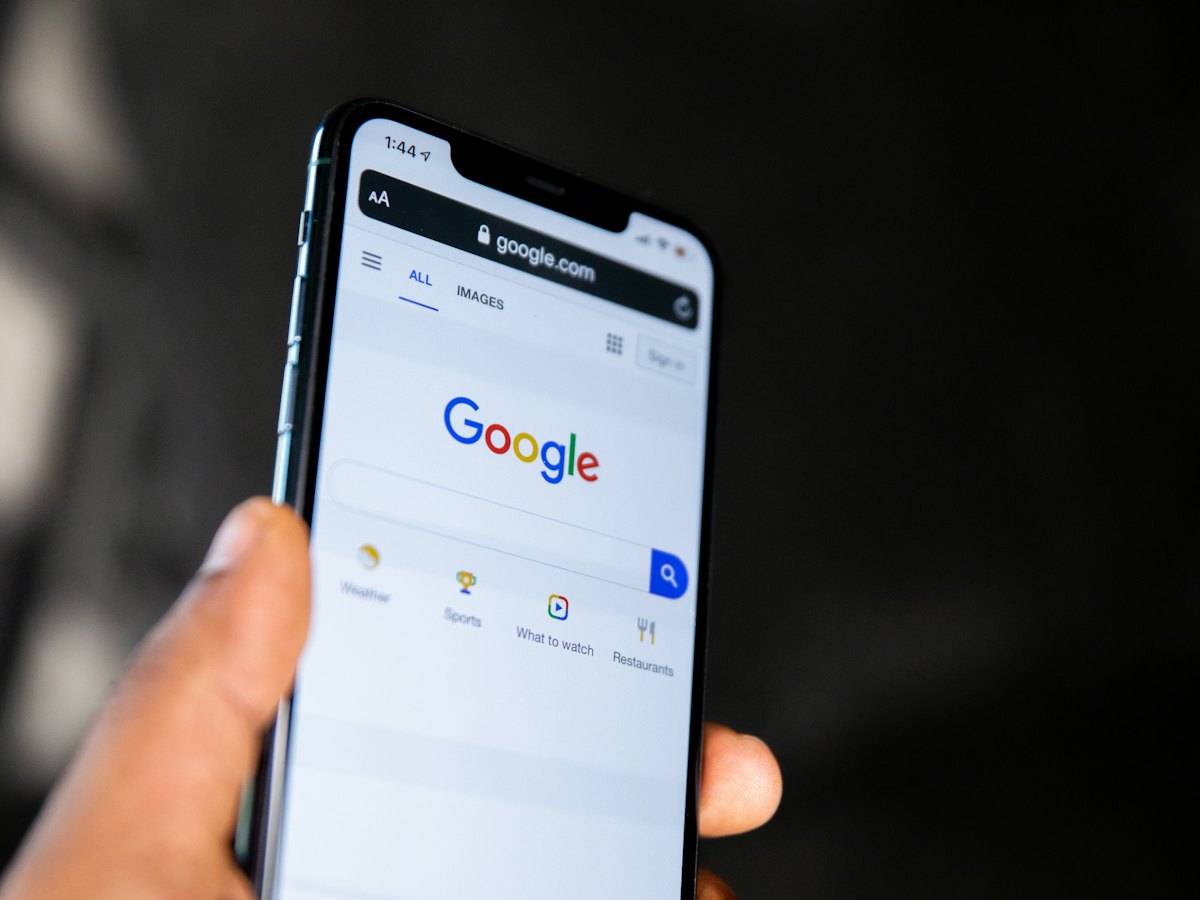 Phone showing the Google search page