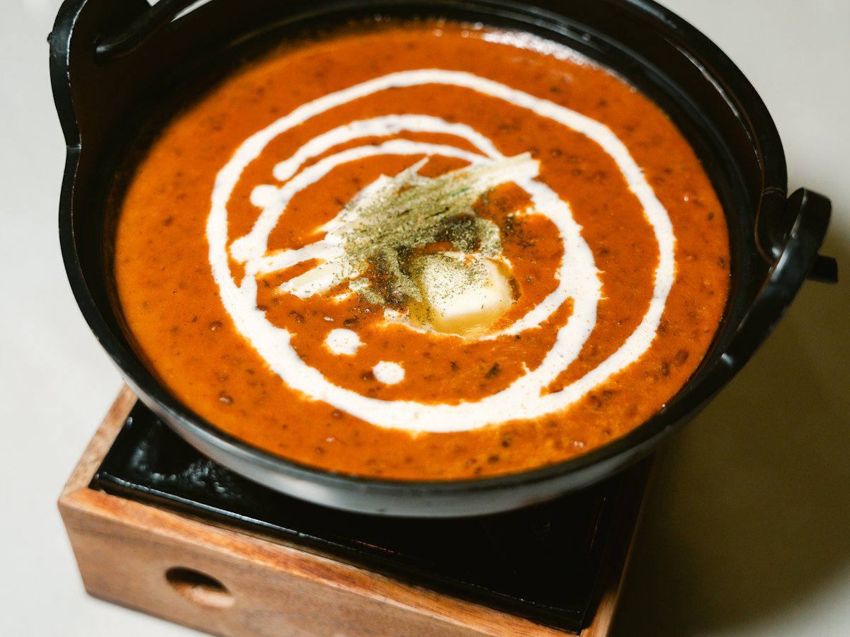 Bowl of dal makhani with cream