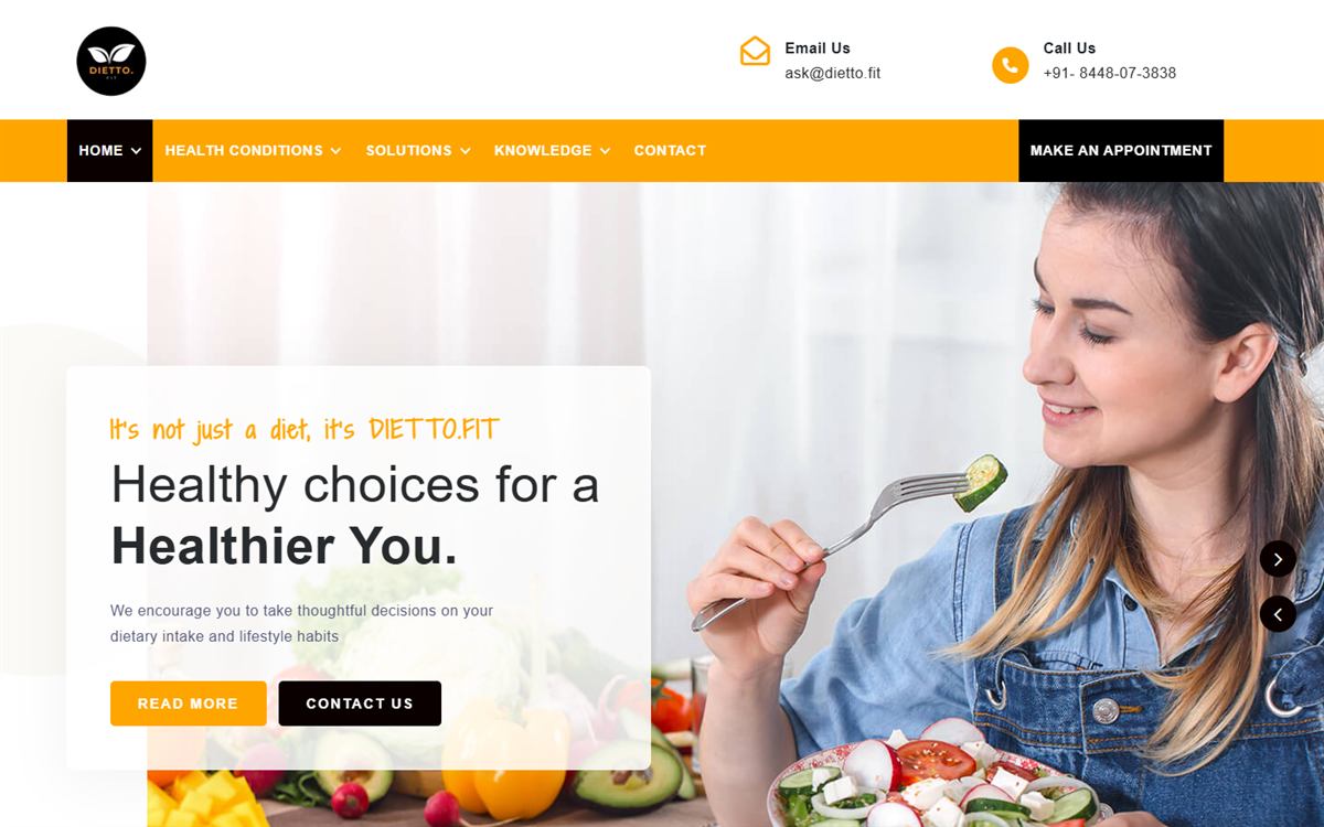 DIETTO.FIT website: healthy choices slide
