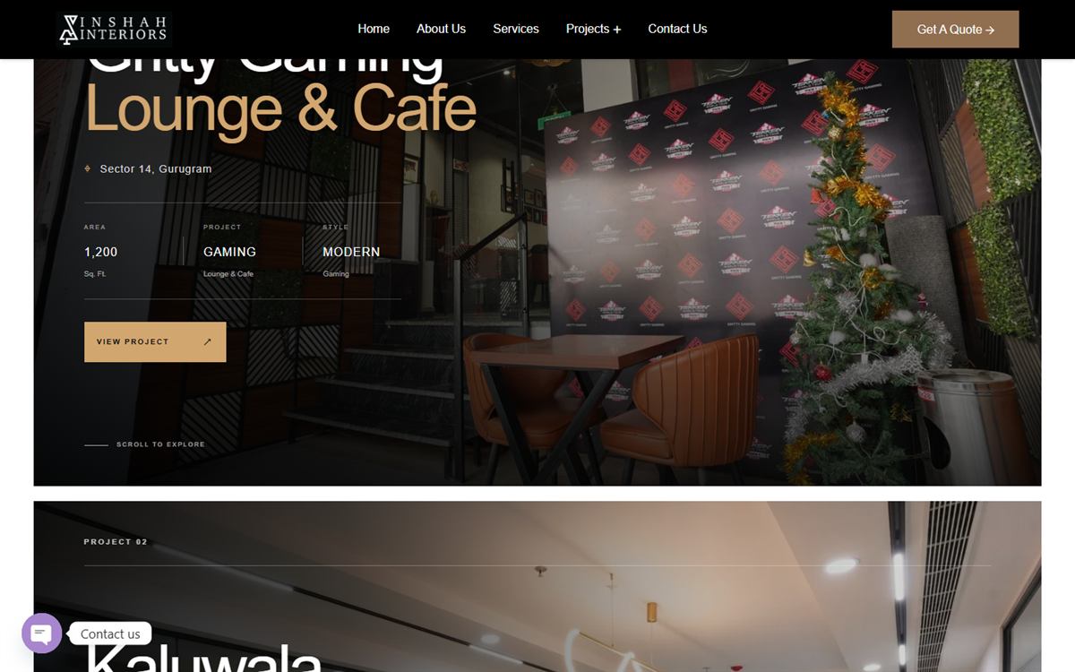 Inshah Interiors website: project showcase