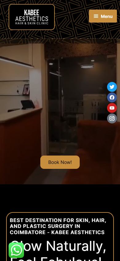 KABEE AESTHETICS website on a phone