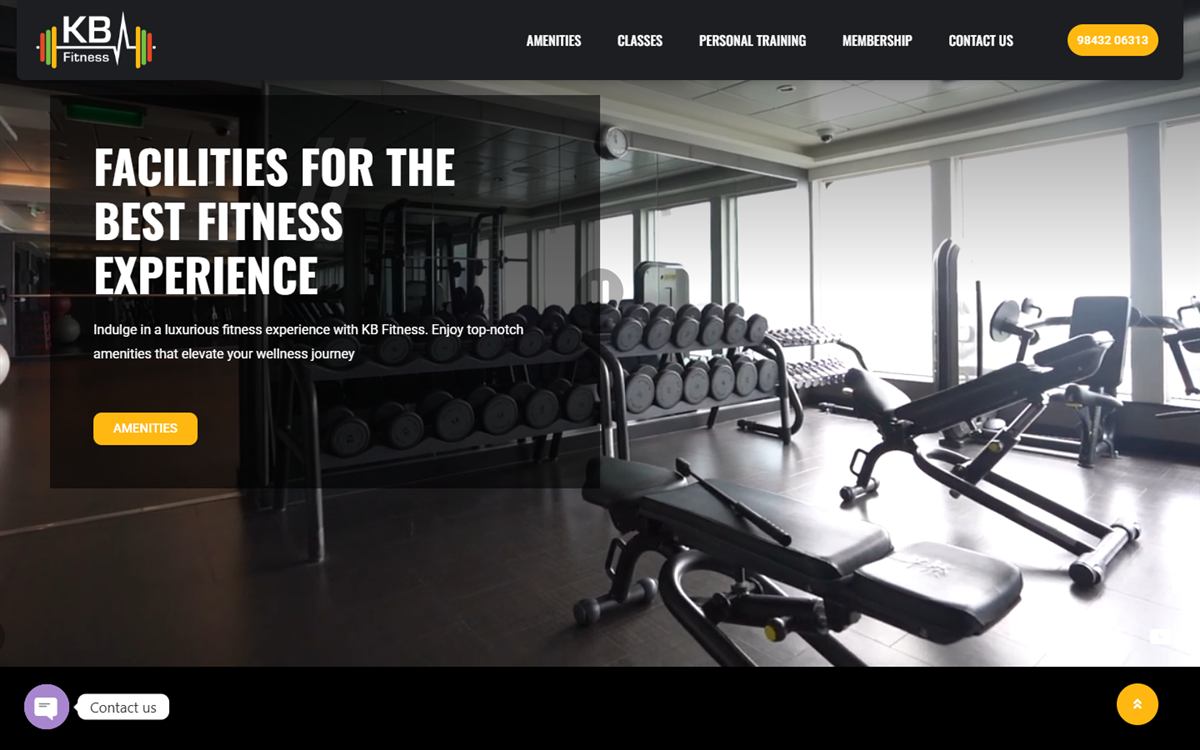 KB Fitness website: facilities section