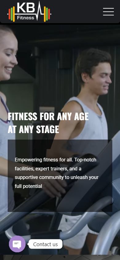 KB Fitness website on a phone