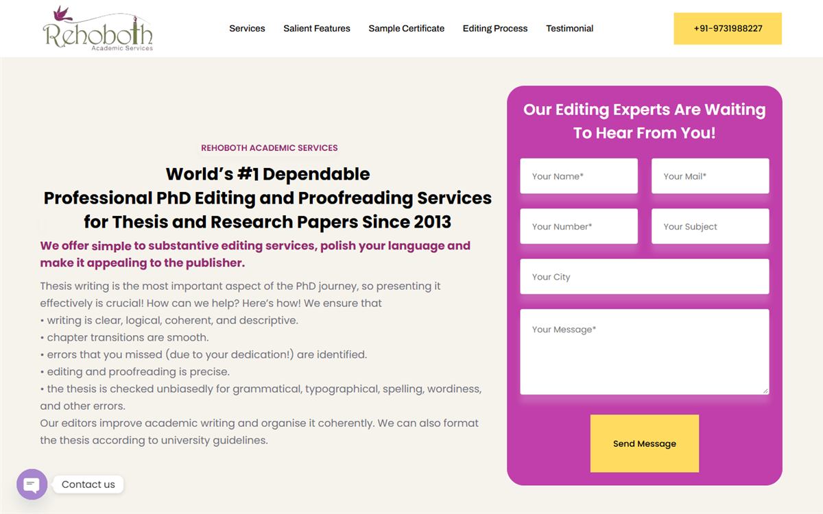 Landing page: Editing and proofreading campaign